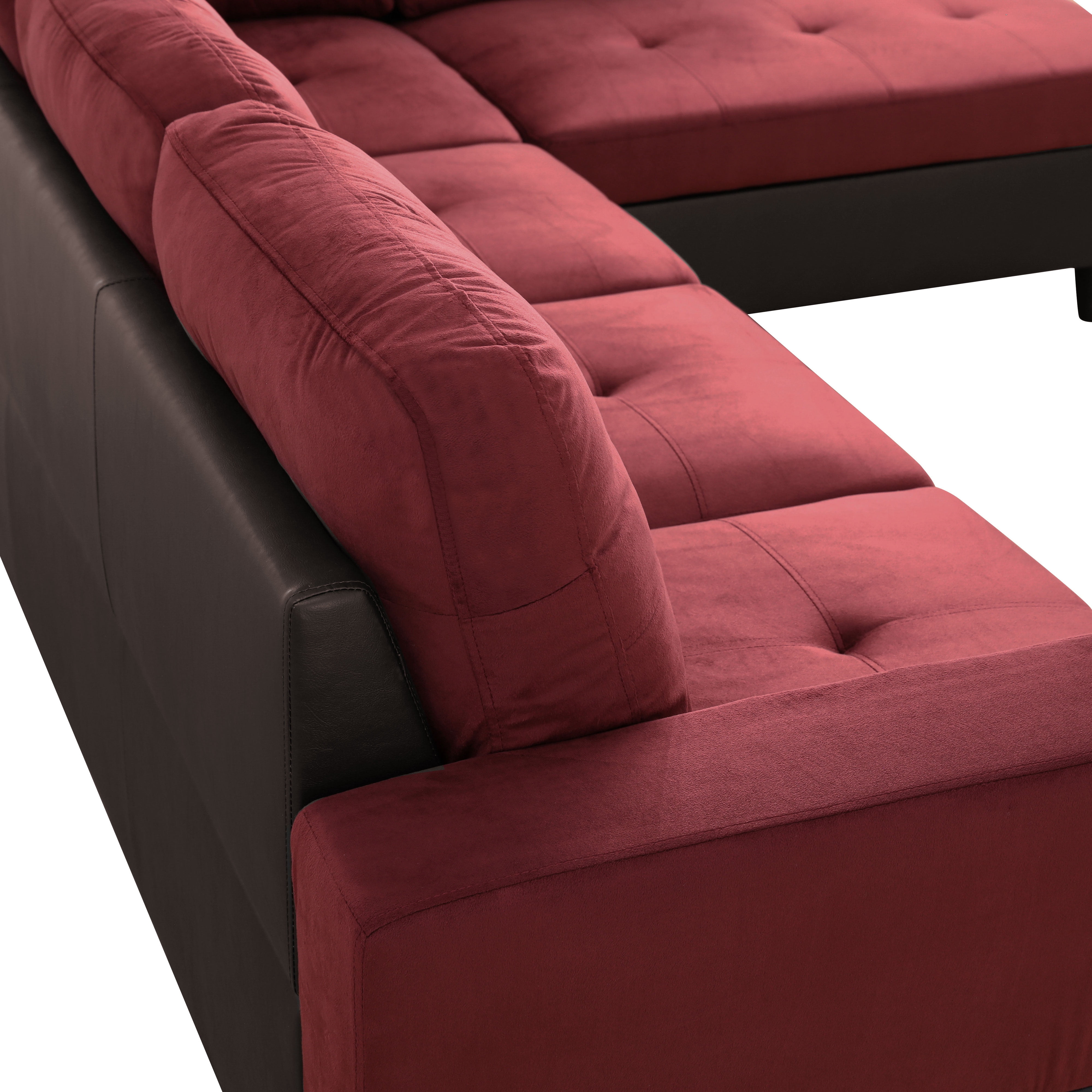 MAYEERTY Red Modern 3-Piece Flannel & PVC Couch Vibrant Bold Living Room Seating