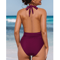 thumbnail image 2 of Roaso Women's Sexy One-piece Swimsuit Waist Cut out Halter Bathing Suit Cross Straps Swimwear, 2 of 4