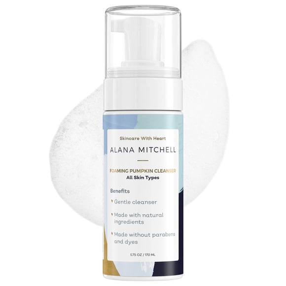 Alana Mitchell Pumpkin Acne Face Wash - Limpiador facial espumoso para una piel suave y brillante - Limpiador facial suave para eliminar brotes e imperfecciones - Lavado facial orgánico para todo tipo