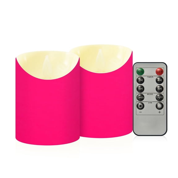Iauyy Flameless Candles Battery Operated LED Pillar Candles with Remote and Timer, Bright and Vivid Set of 2 (S)