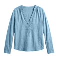 thumbnail image 5 of Women Solid Color V Neck Cotton Linen Blouse,Roll Up Long Sleeve Loose Bohemian Casual Shirt,Lightweight Breathable Basic Top for Daily Leisure,Travel Spring Summer 2026 Outfits Blue L, 5 of 6