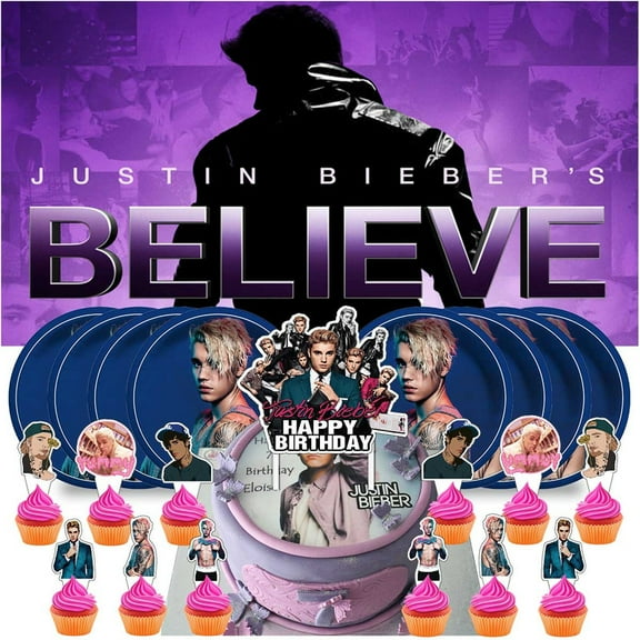 Justin Bieber Birthday Supplies Plates Decorations Decor Backdrop Banner Cake Topper Fans
