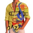 thumbnail image 2 of HIBRO Male Casual Music Print Plus Size Shirt Long Sleeve Turn Down Collar Shirt, 2 of 7