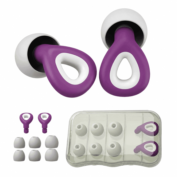 Ear Plugs for Sleeping Noise Cancelling, Noise Cancelling Ear Plugs, Reusable Soft Silicone Ear Plugs with 35dB Noise Reduction, for Concert, Sleep, Travel & Swimming, Purple