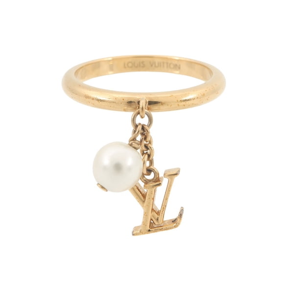 Pre-Owned Louis Vuitton Ring LV Iconic Louisa Metal Faux Pearl Size L M1448L LOUIS VUITTON...