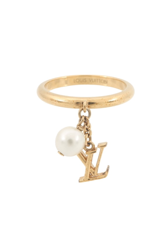 Pre-Owned Louis Vuitton Ring LV Iconic Louisa Metal Faux Pearl Size L M1448L LOUIS VUITTON...