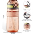 thumbnail image 3 of Botellas de agua para niños de 18 oz con tapa de paja y asa de transporte, botella de agua a prueba de fugas sin Bpa con botón pop para la escuela, naranja, 3 of 5
