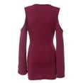 thumbnail image 3 of Blczomt Red Womens Winter Dress Sexy Mini Long Sleeve Bodycon Deep V Neck Off Shoulder Solid Party Dresses, 3 of 7