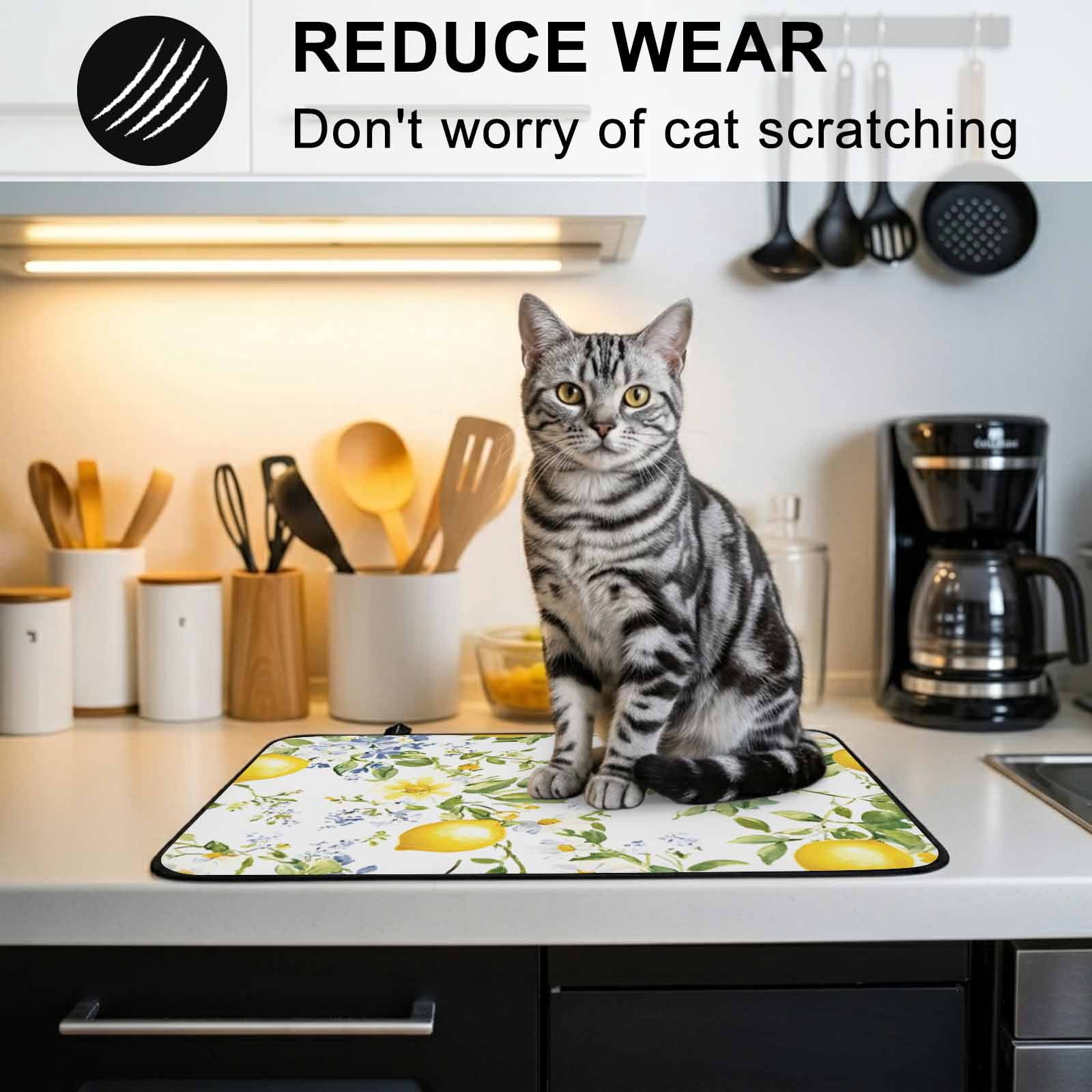 Summer Lemon Stove Top Cover for Electric Stove, Heat-proof & Non Slip Glass Top Stove Cover Protector, Watercolor Yellow Spring Floral Botanical Kitchen Flat Cooktop Rubber Mat 24x21 Inches