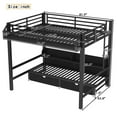 thumbnail image 3 of Queen-Over-Queen Metal Kids/Teens Bunk Bed with Basket, Drawers & Shelves, Storage Bed Frame with Charge Station & LED Lights, 3 of 12