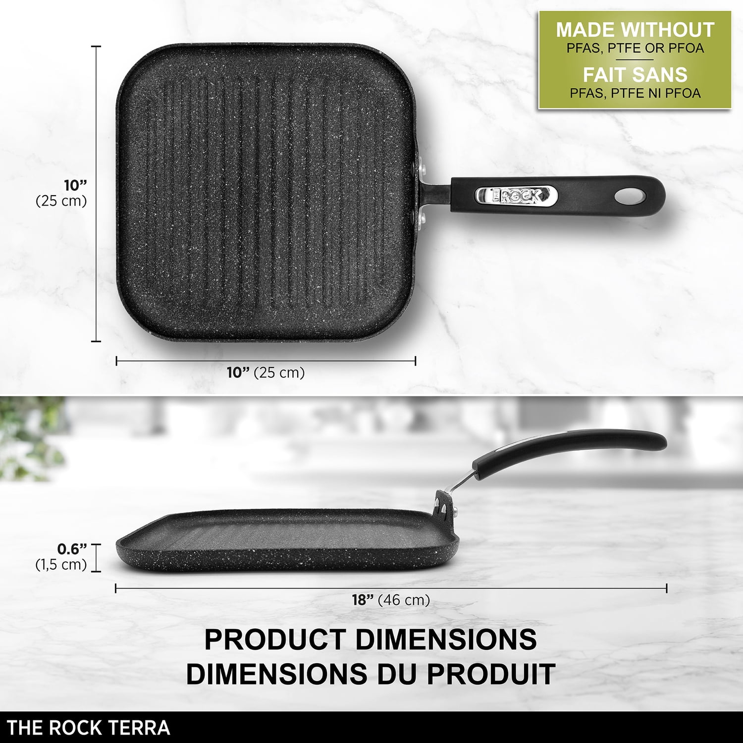 THE ROCK by Starfrit 10-In. Terra Collection Nonstick Grill Pan with Bakelite Handle