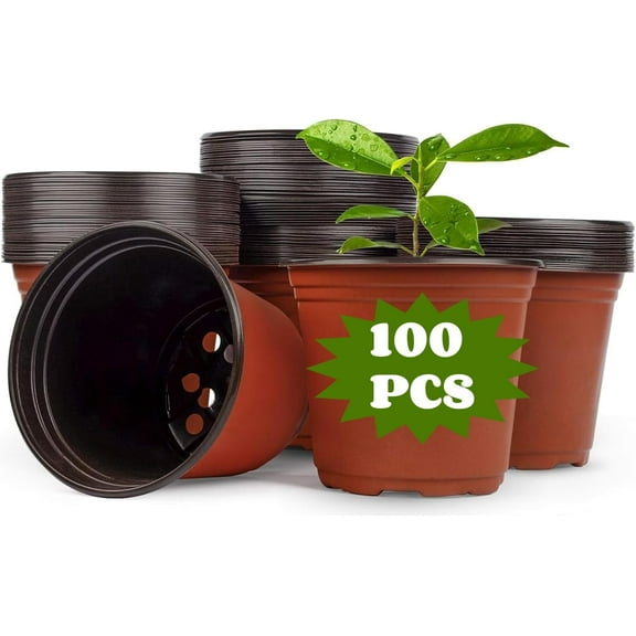 LQQBOX 100 PCS Plastic Nursery Pots 6 Inch Seed Starting Pots for Succulents, Seedlings, Cuttings, Transplanting