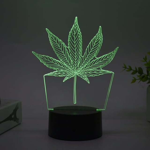 Luz nocturna LED 3D con hojas de arce que cambian de color para niños
