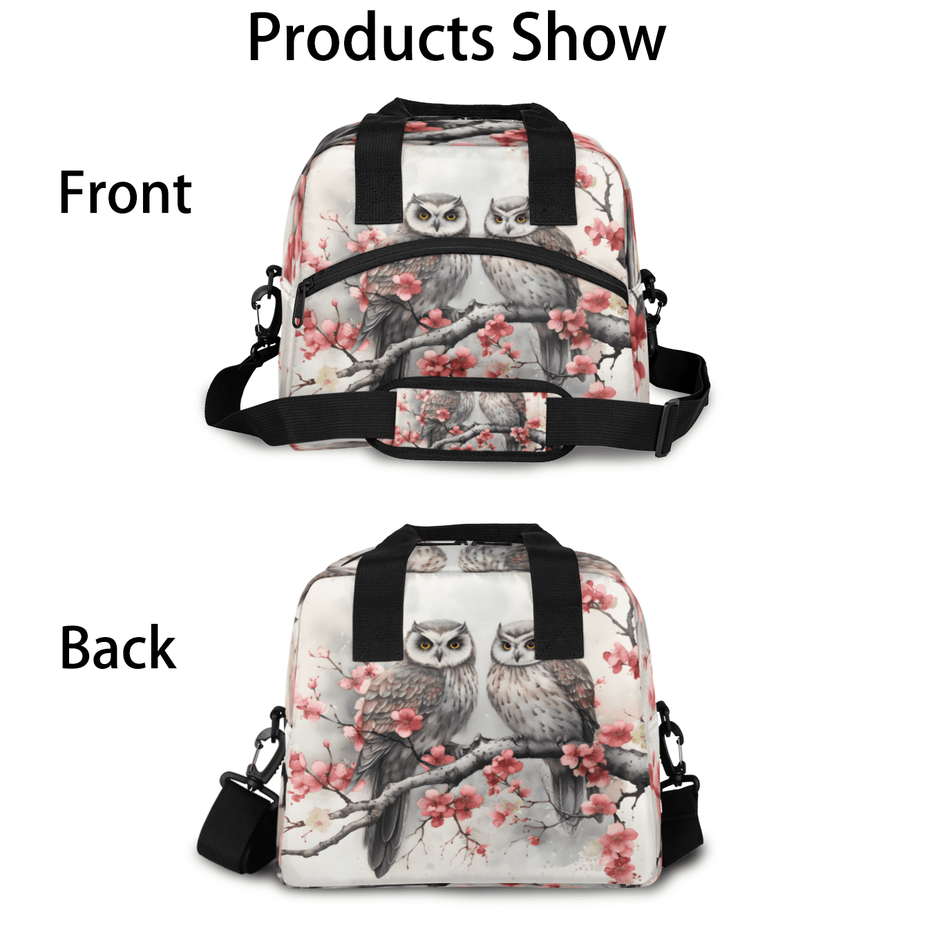Herdesigns Vintage Birds Insulated Lunch Bag for Women Men Adults Large Reusable Lunch Box Owl Leakproof Cooler Tote Bags with Adjustable Shoulder Strap