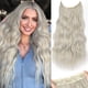 thumbnail image 1 of Extensiones de Cabello Ustar de Alambre Invisible con Diadema Transparente Tamaño Ajustable 4 Clips Seguros Postizo de Alambre Secreto Largo Ondulado 16 Pulgadas Gris Plateado Rubio, 1 of 7