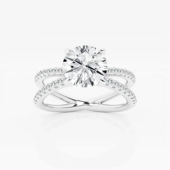 Earth Jewel Stylish Criss Cross Engagement Wedding Ring for Women - 1.6 Ct Round Cut Lab-Created Simulated Diamond - 14K White Gold Plated - Anniversary Gift Ring - Elegant Jewelry