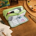 thumbnail image 5 of OCCOA Multi Layer Zippered Pencil Case with Elastic Straps Large Capacity Oxford Cloth Organizer for Pens Rulers Office Travel Stationery Storage, Green, 5 of 6