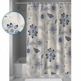 thumbnail image 3 of Abstract Ethnic Flower Bathroom Shower Curtains with Hooks, Vintage Blue Pattern Waterproof Fabric Washable Shower Curtain for Home Hotel Bathtub Decor 72x72 Inch, 3 of 7
