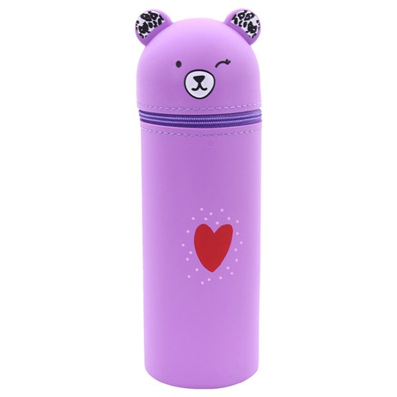 Cartoon Silicone Pencil Case Large Capacity Pen Pouches Zippered Pencil Case Standing up Pen Holder Gift for Student