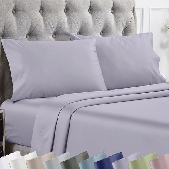 California Design Den Pillow Cases Queen Size Set of 2 - 1000 Thread Count, 100% Cotton Sateen Pillowcases, Fits Standard & Queen Pillows - Lavender Grey