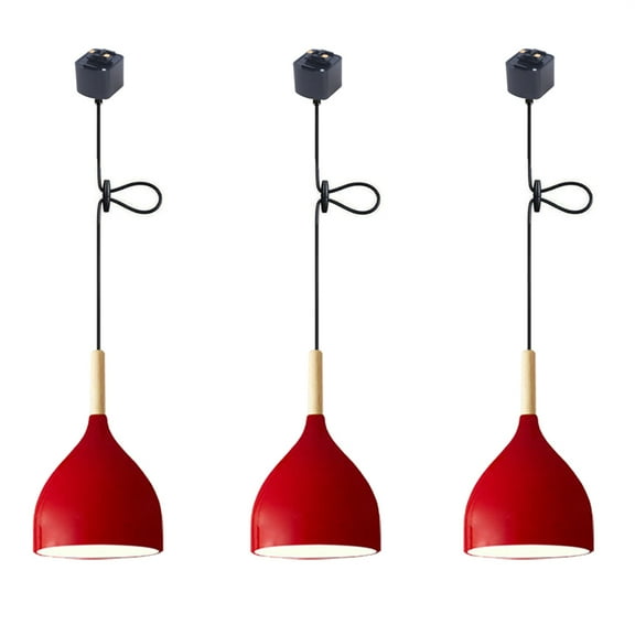 JLOWCO 3 Pack Track Lighting Pendants Adjustable Height Light Fixture Dining Room Pendant Lights Kitchen Island Red Farmhouse Farmhouse Pendant Lights Kitchen Island (LED Bulb Include)