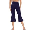 thumbnail image 5 of Straight Wide Leg Capris Pants for Women Pilates Yoga Pants Workout Gym Flared Leggings Mid Rise Casual Bottoms with Pockets Blue XL, 5 of 7