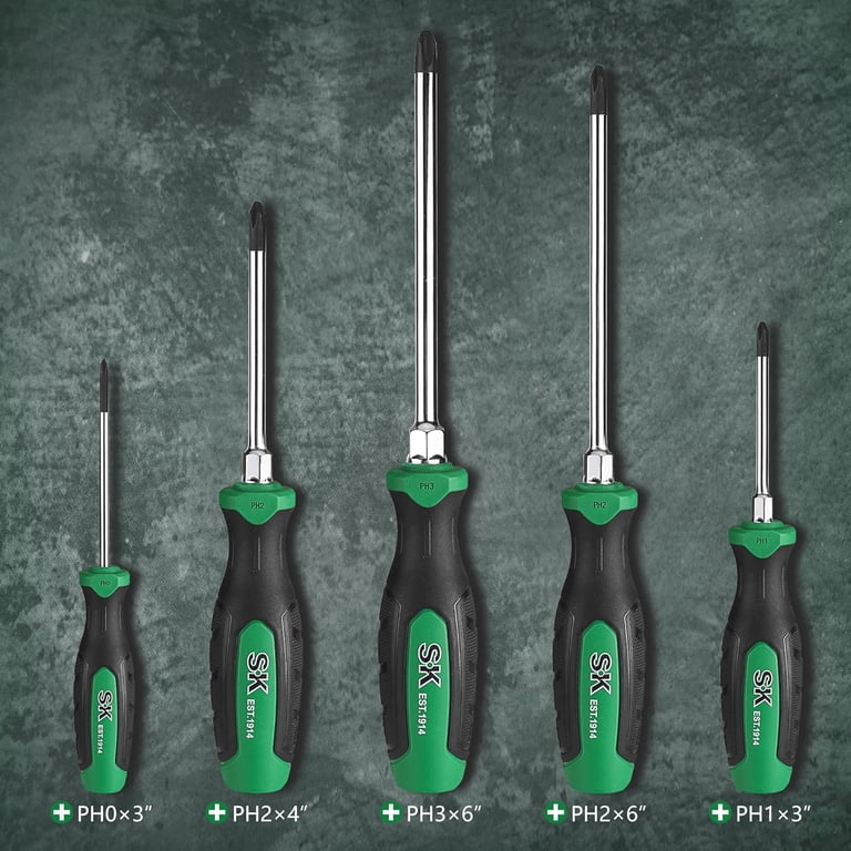 SK 5-Piece Phillips Screwdriver Set, Magnetic Screwdriver Set, S2