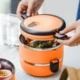 thumbnail image 3 of Clearance Tableware Arched Handle Lunch Box Lunch Container Food Containers Insulation Stainless Steel Containers Orange, 3 of 6
