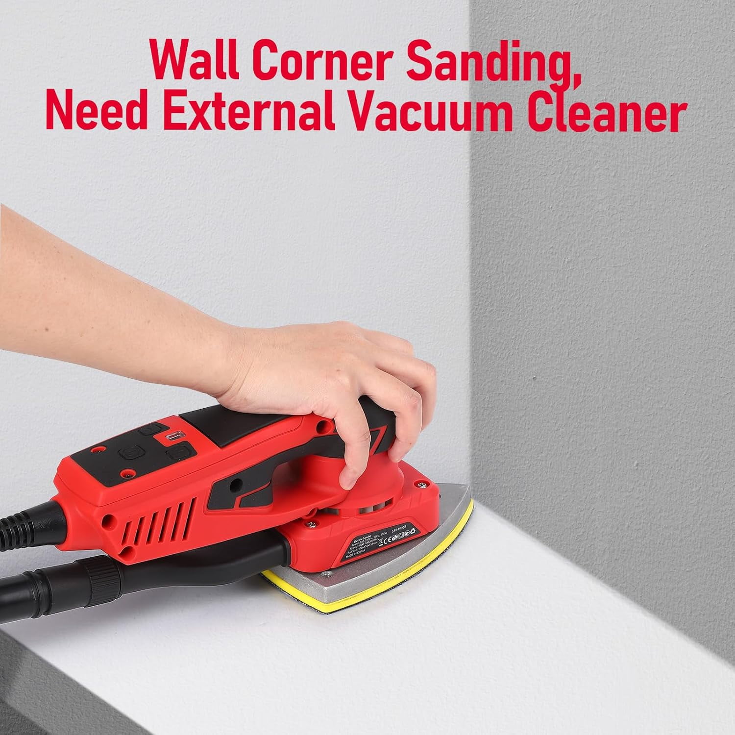 350W Brushless Random Orbital Sander - Variable Speed Up to 10000 RPM Low Vibration Ergonomic Design Includes 12 Sanding Sheets for Woodworking and Detail Sanding