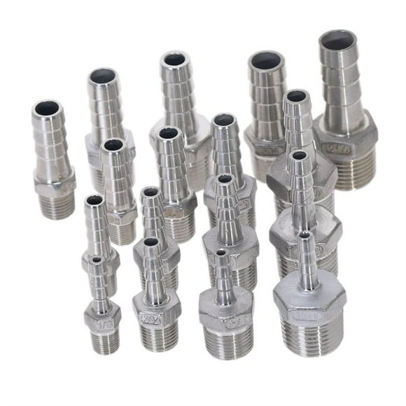 BSP Male Thread Pipe Fitting 304 Stainless Steel X Barb Hose Tail Reducer Pagoda Joint Coupling Connector ,Easy to Install