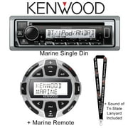 Kenwood KMR-D375BT Marine CD receiver with Bluetooth and USB input + Kenwood KCA-RC55MR Wired Marine Remote Control+ Sound of Tri-State Lanyard
