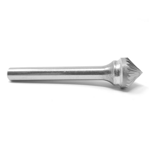 HELONGCO Single Cut Cone 90 Degree 1/2" x 1/4" Carbide Burr Bit