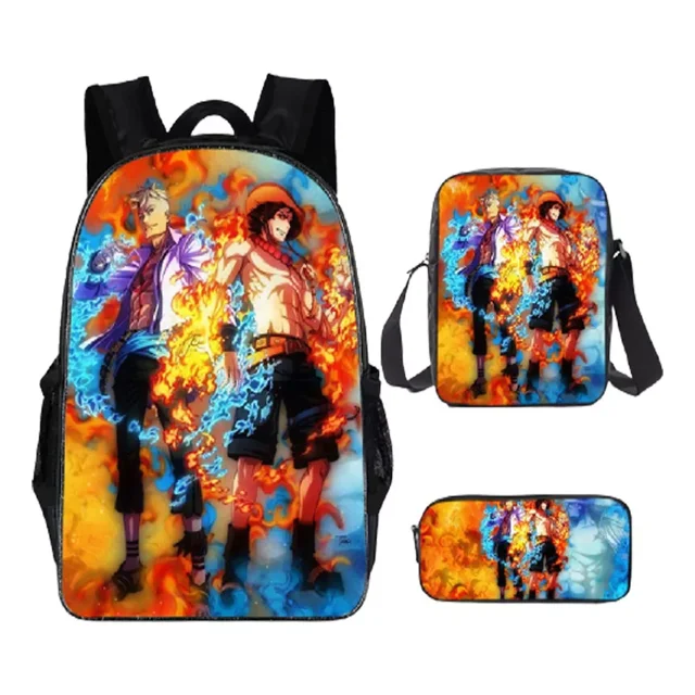 Sac à Dos une Pièce 3 Pcs Luffy Zoro Sac d'École 1
