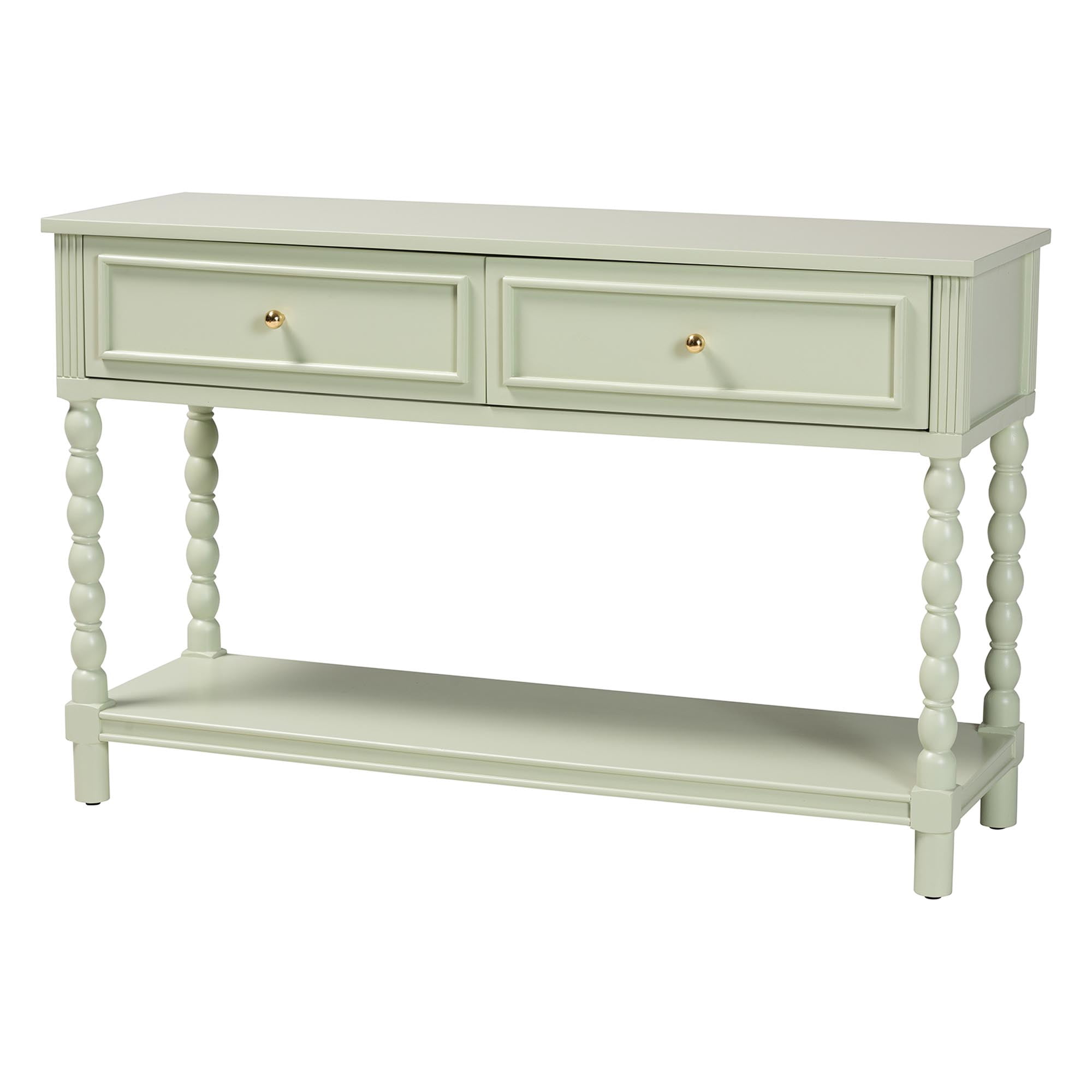 bali & pari Karnia Modern Console Table, 2-Drawer, Mint Green