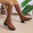 thumbnail image 5 of Polka Stretch Heel Knee High Boots Round Toe Mid Calf Long Footwear, 5 of 9