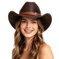 thumbnail image 3 of LILIYA Cowboy Hat,Cowgirl Hat,Western Cowboy Hats for Women/Mens/Straw Casual with Shapeable Wide Brim Cowboy Hat, All Season Use, Lightweight, UV Protection, 3 of 7