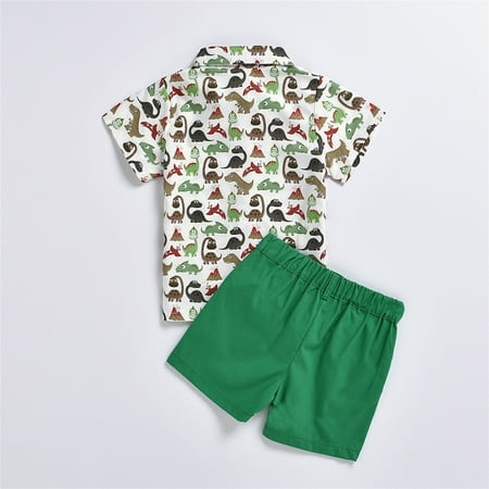 

TOWED22 Baby Outfit Boy Baby Boy Girl Clothes Short Sleeve Romper Playsuit Floral Daisy Print Shorts 3Pc Summer Outfit Green