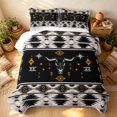 thumbnail image 3 of Erosebridal Southwestern Aztec Bed Spread Queen, Retro Cow Skull Queen Coverlet Set, Black Cream Mustard 3pcs, 1 Quilt and 2 Pillowcases, 3 of 7