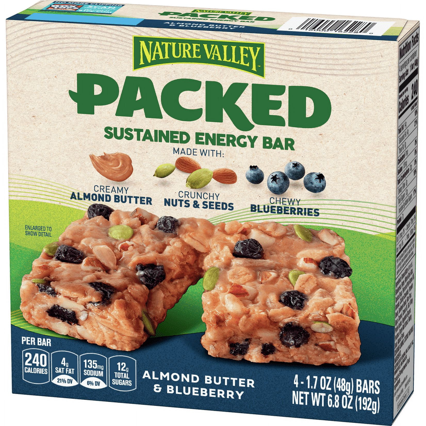 Nature Valley Packed Sustained Energy Bar, Almond Butter and Blueberry, 4 ct