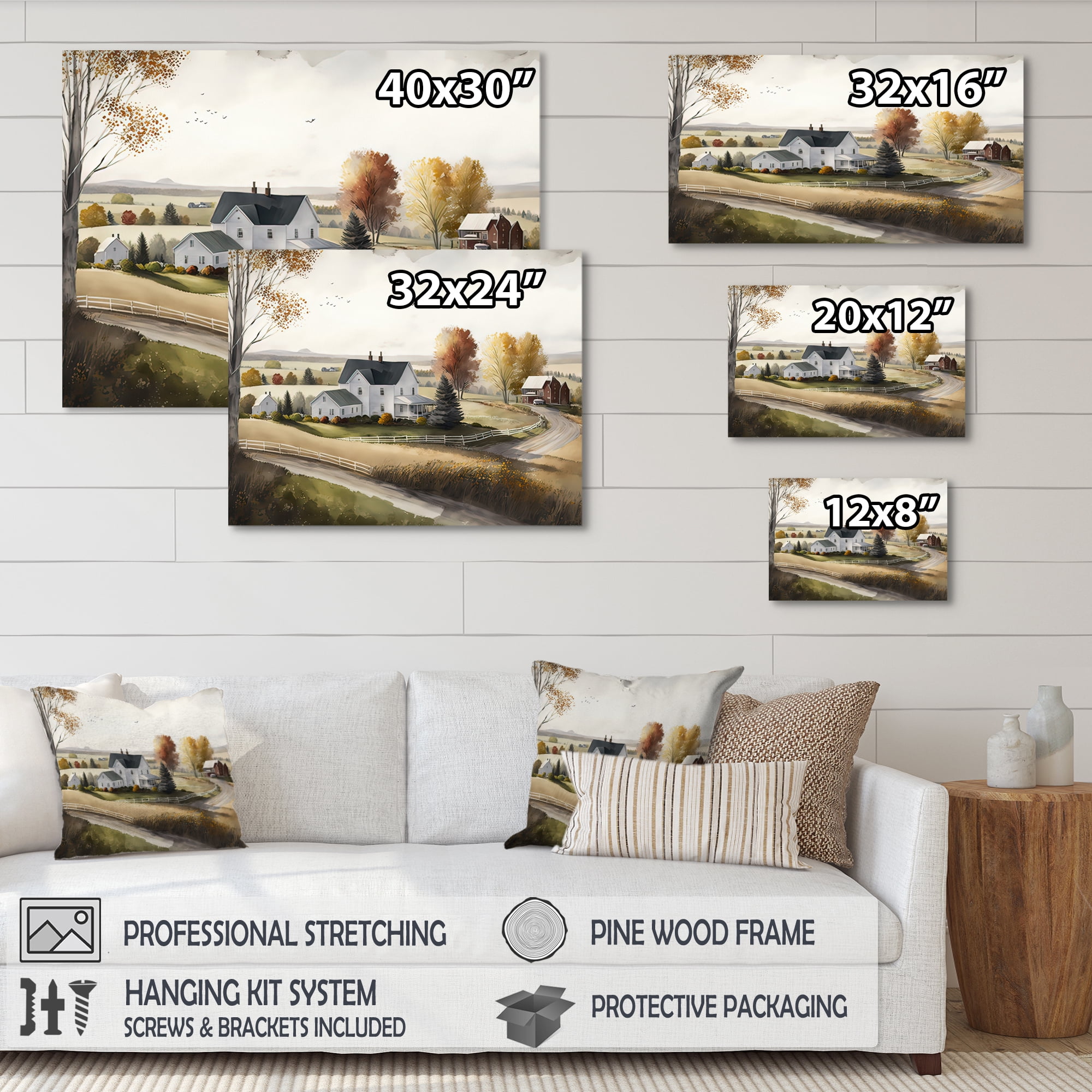 Designart Path To The Barn I Canvas Wall Art