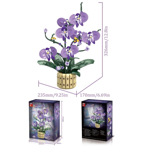 Remocguys Purple Orchid Building Blocks Set Compatible with Lego Flowers Botanical Collection Bonsai Plant Lover for Adults Women 832pcs