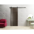 thumbnail image 3 of Sturdy Barn Door 32 x 80 inches | Planum 0310 Chocolate Ash with Frosted Glass | 6.6FT Rail Hangers Heavy Hardware Set | Solid Panel Interior Doors, 3 of 6