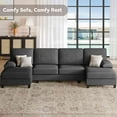 thumbnail image 5 of Walsunny 106.3" Modern U-Shaped Sectional Sofa with Chaise, Fabric Modular Couch, 4 Seat Oversized Sofa with Chaise for Living Room, 5 of 5