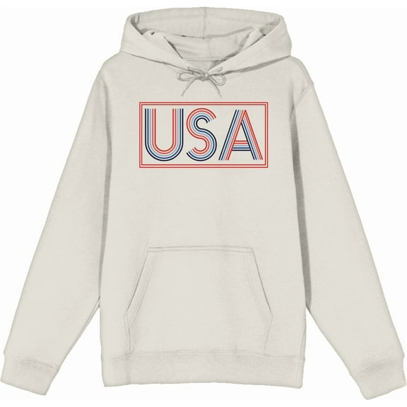 Americana USA Neon Sign Sand Adult Long Sleeve Hoodie-Large