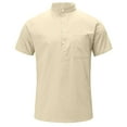 thumbnail image 4 of Durtebeua White T Shirts for Men Men's Shirts Short Sleeve Button T-Shirt Lightweight Fashion Casual Pullover Shirt Khaki,XL, 4 of 7