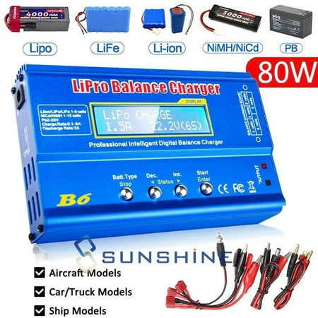 IMAX B6 AC 80W Digital RC Li-ion LiPo LiFe NiMh/NiCD Battery Balance Charger, Light Blue