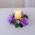 thumbnail image 3 of Joernso Artificial Rose Wreath Candle Ring Pillar Candle Holder Spring Green Leaves Flower Garland Home Wedding Party Table Centerpiece Decoration, 3 of 8