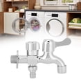 thumbnail image 3 of Mop Faucet,G1/2in Alloy Silver Wall Washing Machine Faucet Double Water Outlet Tap Multi-Functional, 3 of 10