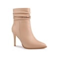 thumbnail image 1 of Unique Bargains Women's Slouchy Side Zip Stiletto Heel Ankle Boots Nude (Size 9.5), 1 of 7