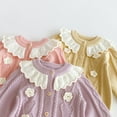 thumbnail image 4 of Krdevn Baby Girls Knit Bodysuit Long Sleeve Winter Outfit Lace Collar Romper Casual Wear Soft Comfortable Clothes,6-9 Months, 4 of 9